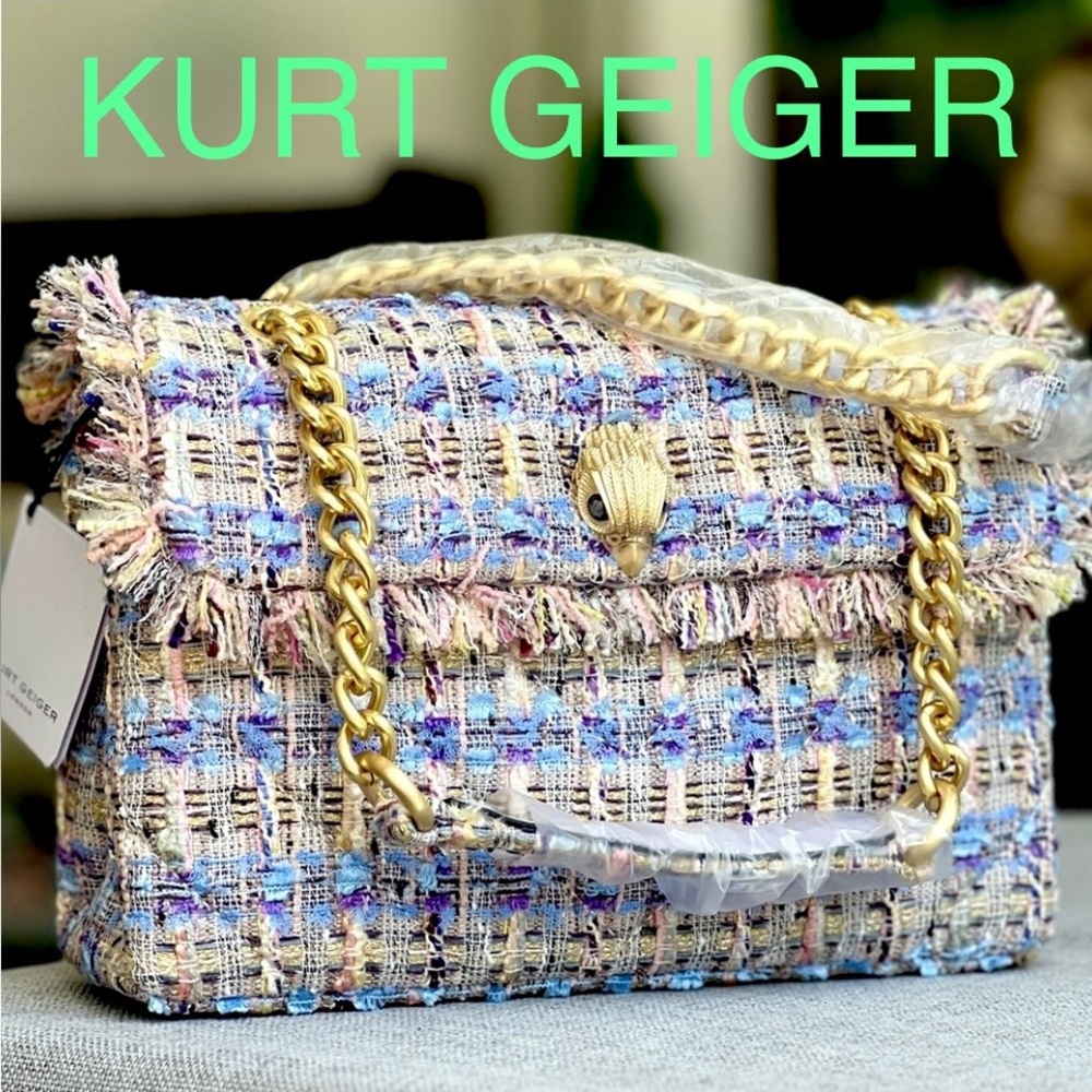 KURT GEIGER Tweed Kensington crossbidy shoulder convertible bag